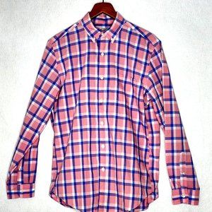 J. Crew Tailored Light Weight Shirt Long Sleeve Pink Blue Plaid Cotton